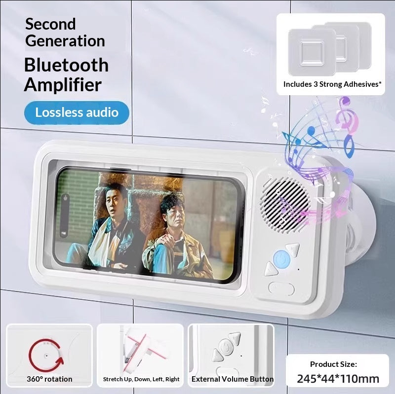 BathBeats Waterproof Phone Box – Bluetooth Speaker & Rotating Holder
