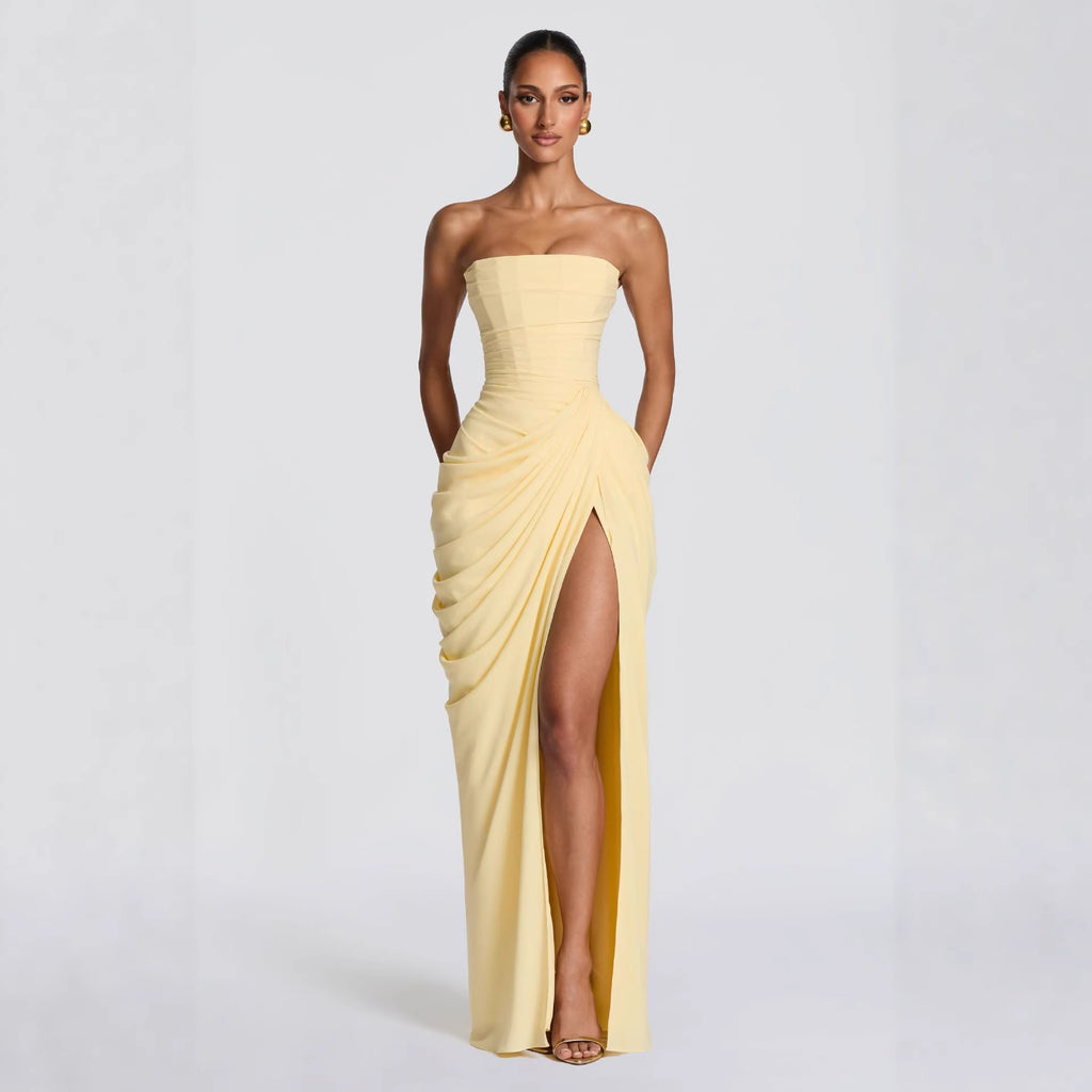 Women's Casual Long Sleeve Slim Fit Suspender Maxi Dress — Elegant Floor Length Strappy Bodycon Dress for All Occasions