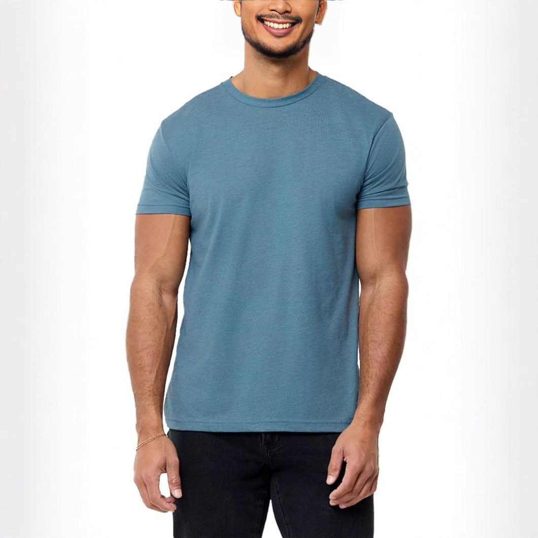 Men's Round Neck Short Sleeve T-Shirt — Classic Crew Neck Cotton Everyday Tee for Men | Casual Slim Fit Streetwear