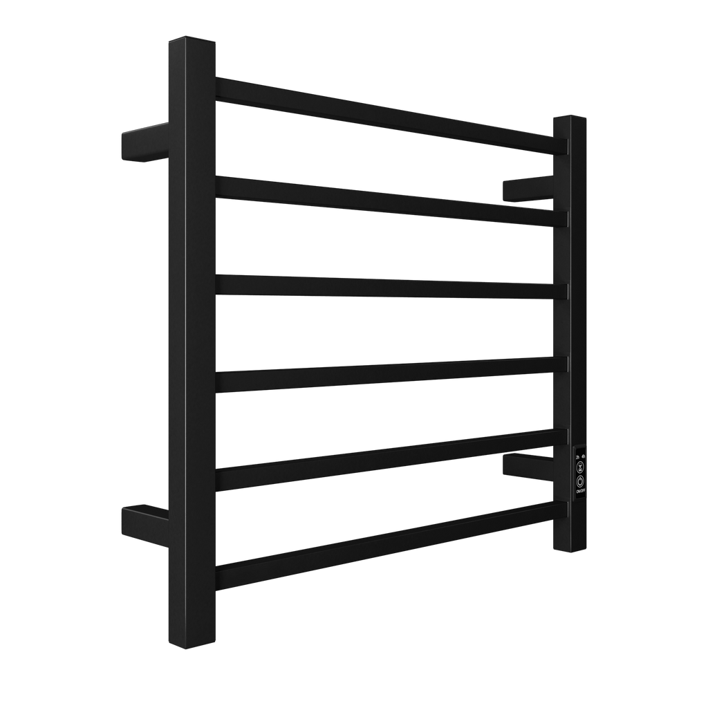 WarmHaven Electric Towel Warmer – 6-Bar Heated Rack (Matte Black)