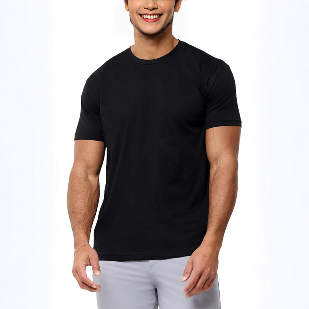 Men's Round Neck Short Sleeve T-Shirt — Classic Crew Neck Cotton Everyday Tee for Men | Casual Slim Fit Streetwear