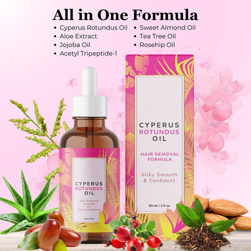 Cyperus Rotundus Essential Oil — 100% Natural Hair Removal Oil for Reducing Body Hair Growth | Smooth Skin All Types