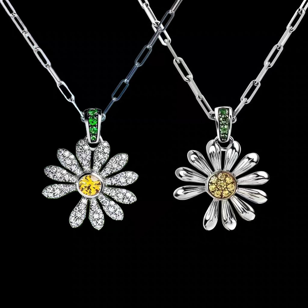Daisy Diamond Pendant Necklace — Dainty Floral Crystal Pendant Necklace for Women | Elegant Gift Jewellery