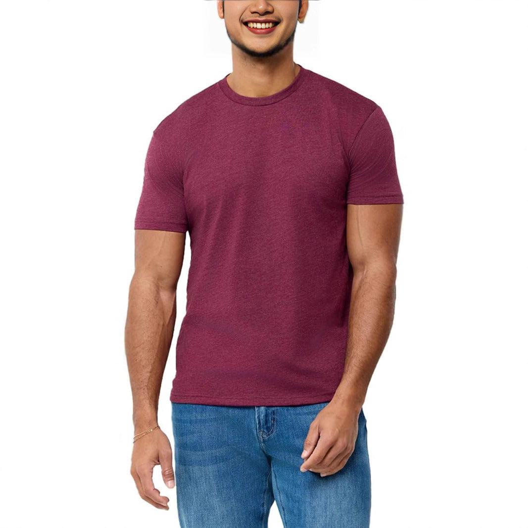 Men's Round Neck Short Sleeve T-Shirt — Classic Crew Neck Cotton Everyday Tee for Men | Casual Slim Fit Streetwear