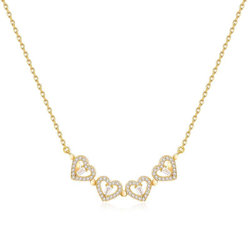 Four-Leaf Clover Heart Necklace — Lucky Charm Pendant Necklace for Women | Faith Hope Love Luck Gift Jewellery