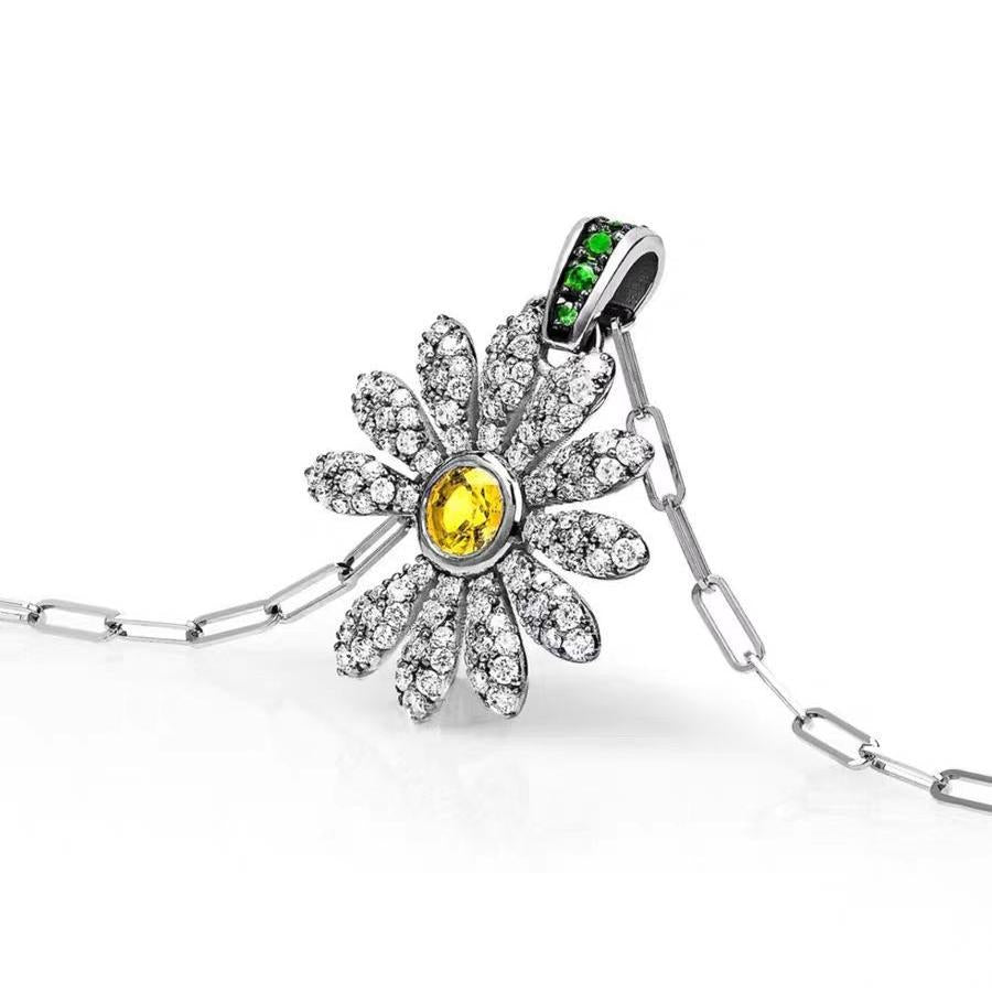 Daisy Diamond Pendant Necklace — Dainty Floral Crystal Pendant Necklace for Women | Elegant Gift Jewellery