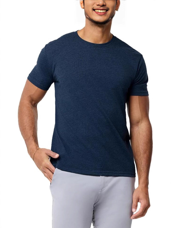 Men's Round Neck Short Sleeve T-Shirt — Classic Crew Neck Cotton Everyday Tee for Men | Casual Slim Fit Streetwear