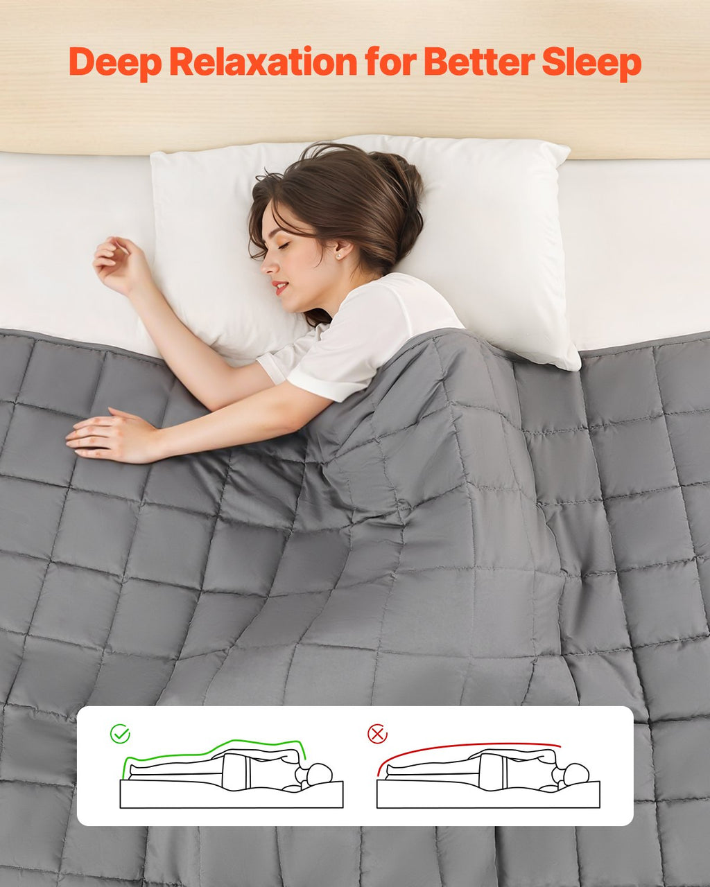 SleepHug 25lb Weighted Blanket – King Size Cooling Comfort (Grey)
