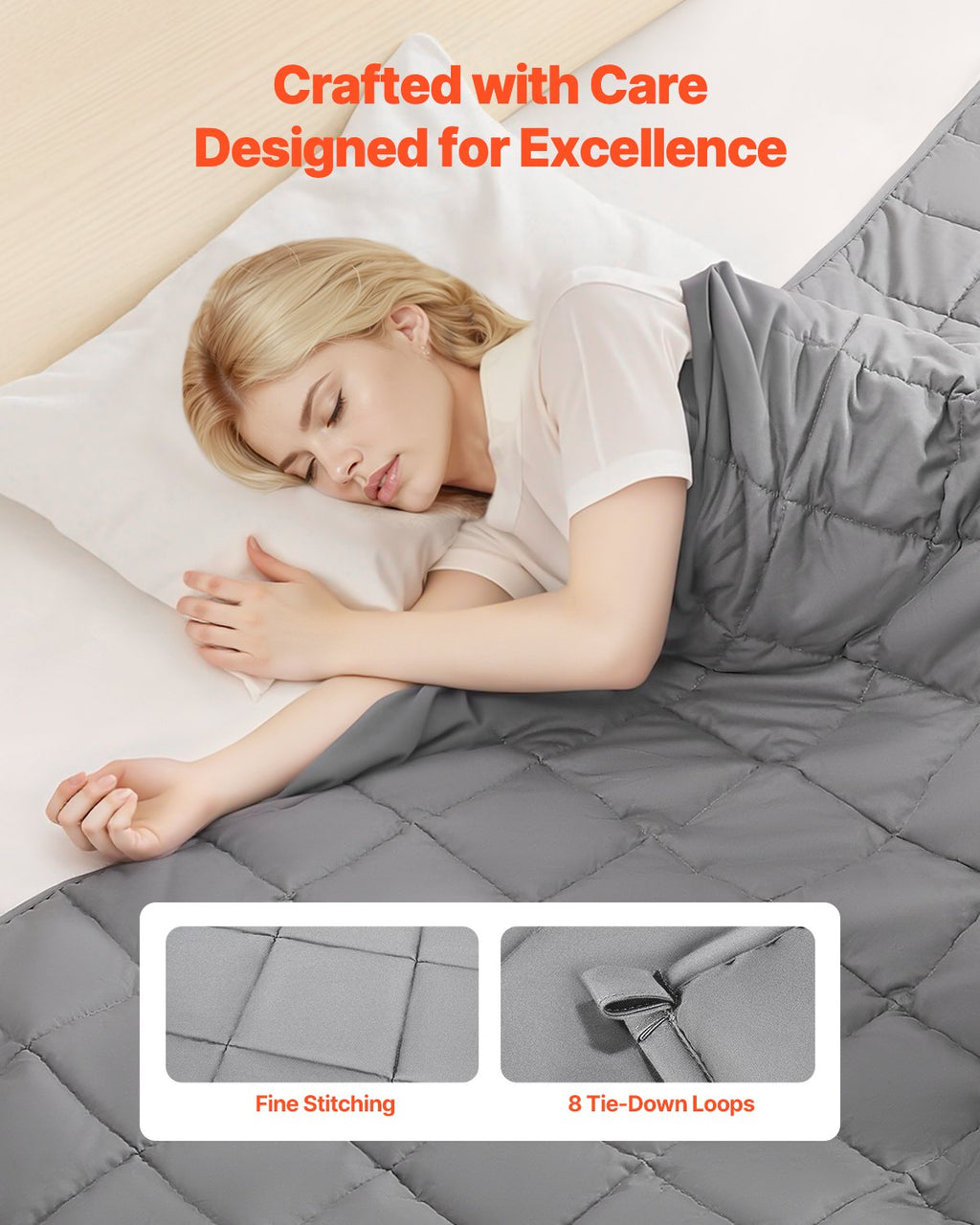 SleepHug 25lb Weighted Blanket – King Size Cooling Comfort (Grey)