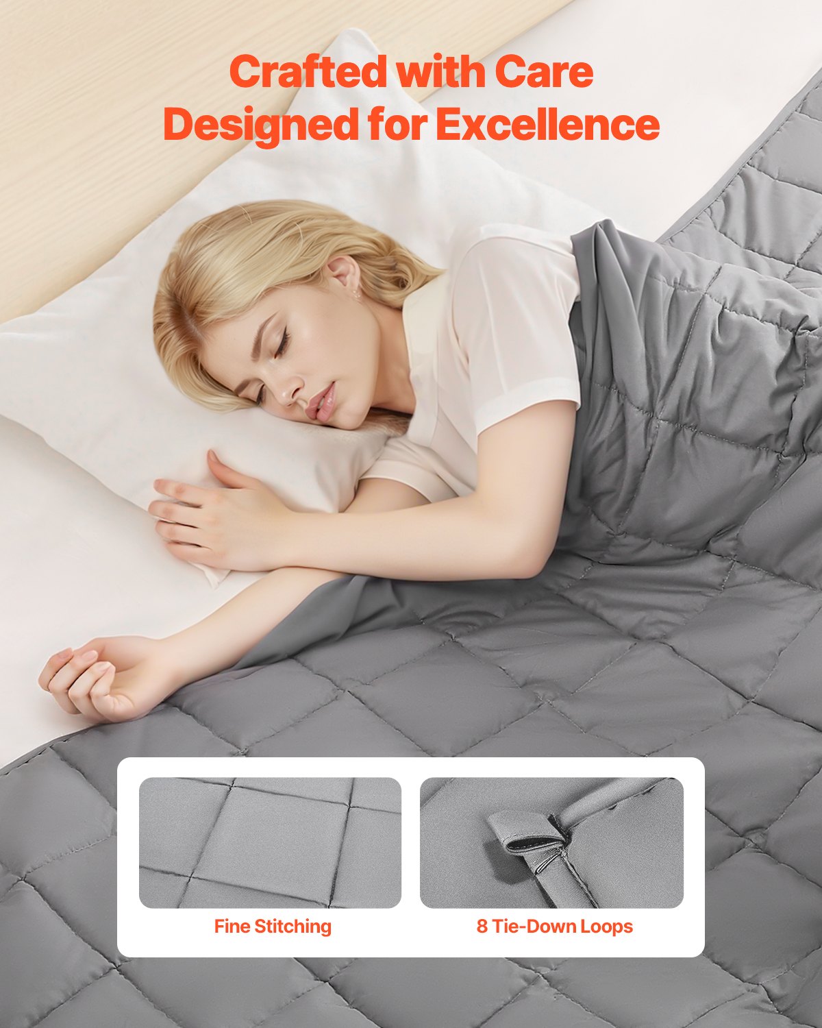 SleepHug 25lb Weighted Blanket – King Size Cooling Comfort (Grey)