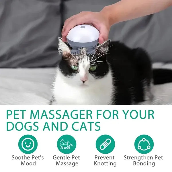 Handheld Electric Cat Massager, Dog Massager, 4 Rotating Massage Heads, Relax Muscles, Cat And Dog Scalp Massager, Pet Gift