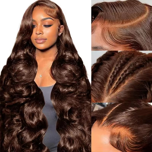 Brown Lace Front Wig Human Hair With Aligned Cuticles Vietnam Wig