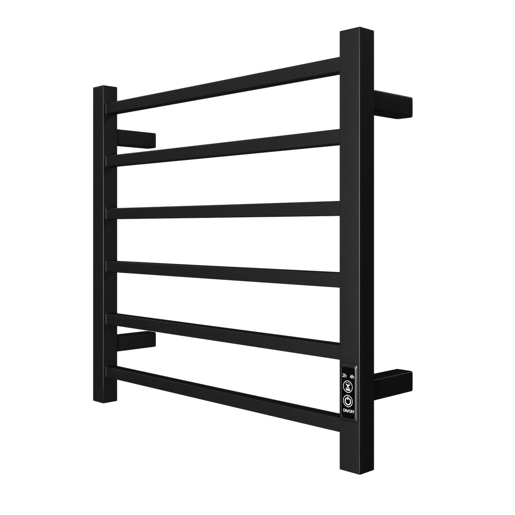 WarmHaven Electric Towel Warmer – 6-Bar Heated Rack (Matte Black)