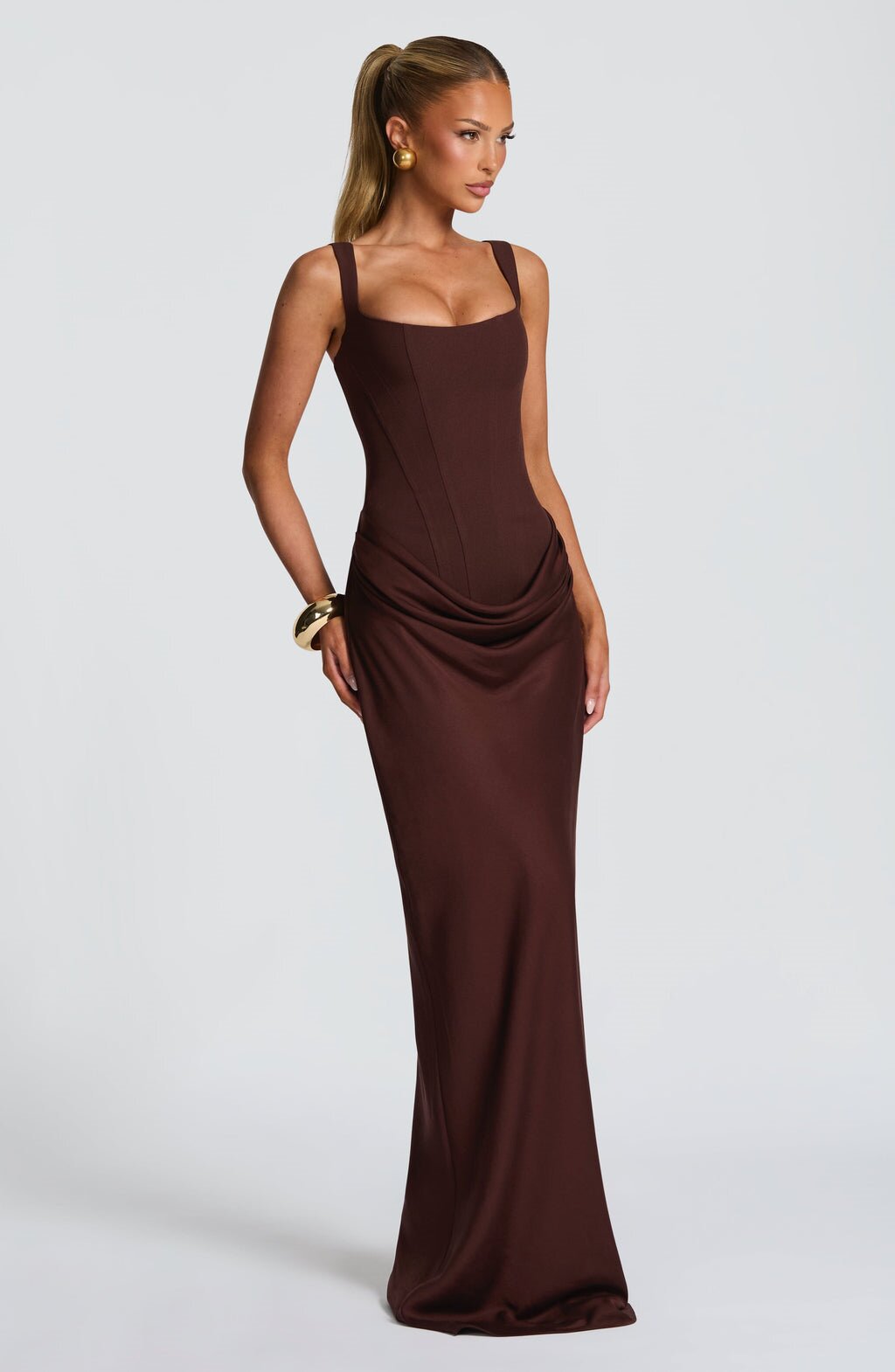 Slim Fit Square Neck Bodycon Dress for Women — Elegant Curve-Hugging Midi Dress for Office, Date Night & Party