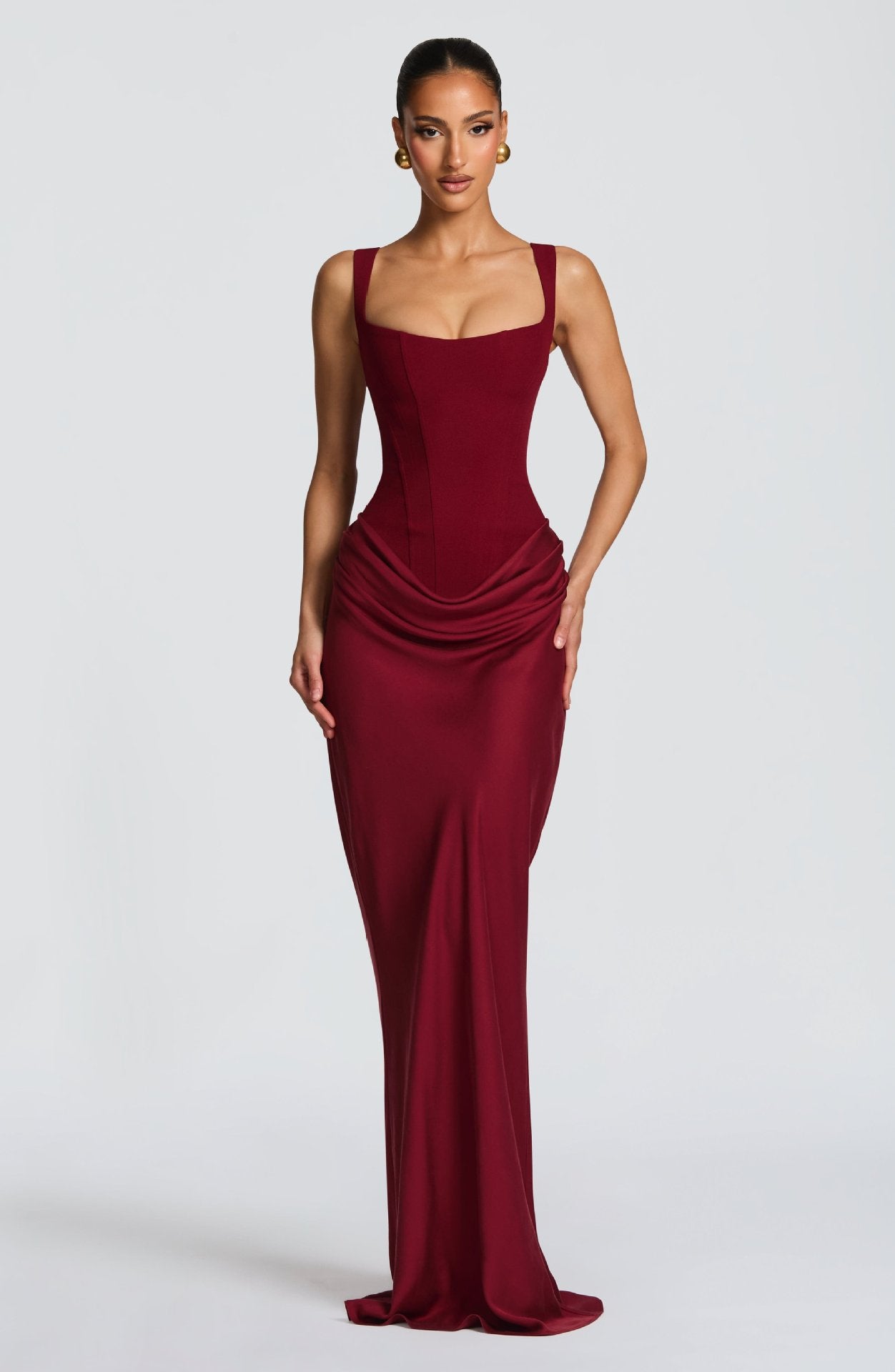 Slim Fit Square Neck Bodycon Dress for Women — Elegant Curve-Hugging Midi Dress for Office, Date Night & Party