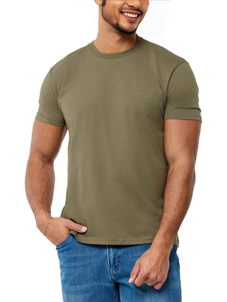 Men's Round Neck Short Sleeve T-Shirt — Classic Crew Neck Cotton Everyday Tee for Men | Casual Slim Fit Streetwear