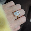 Oval Cut Cubic Zirconia Ring for Women — Solitaire CZ Diamond Alternative Engagement Promise Ring | Silver Rose Gold