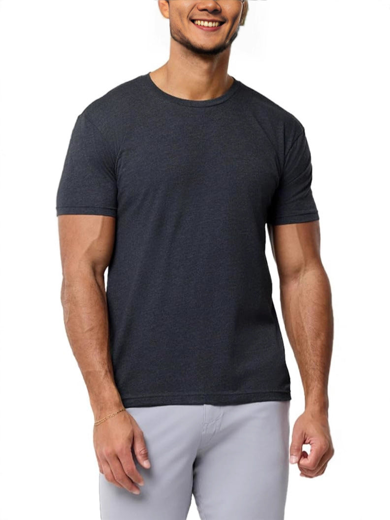 Men's Round Neck Short Sleeve T-Shirt — Classic Crew Neck Cotton Everyday Tee for Men | Casual Slim Fit Streetwear