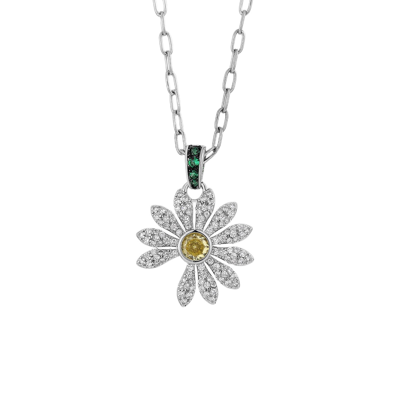 Daisy Diamond Pendant Necklace — Dainty Floral Crystal Pendant Necklace for Women | Elegant Gift Jewellery