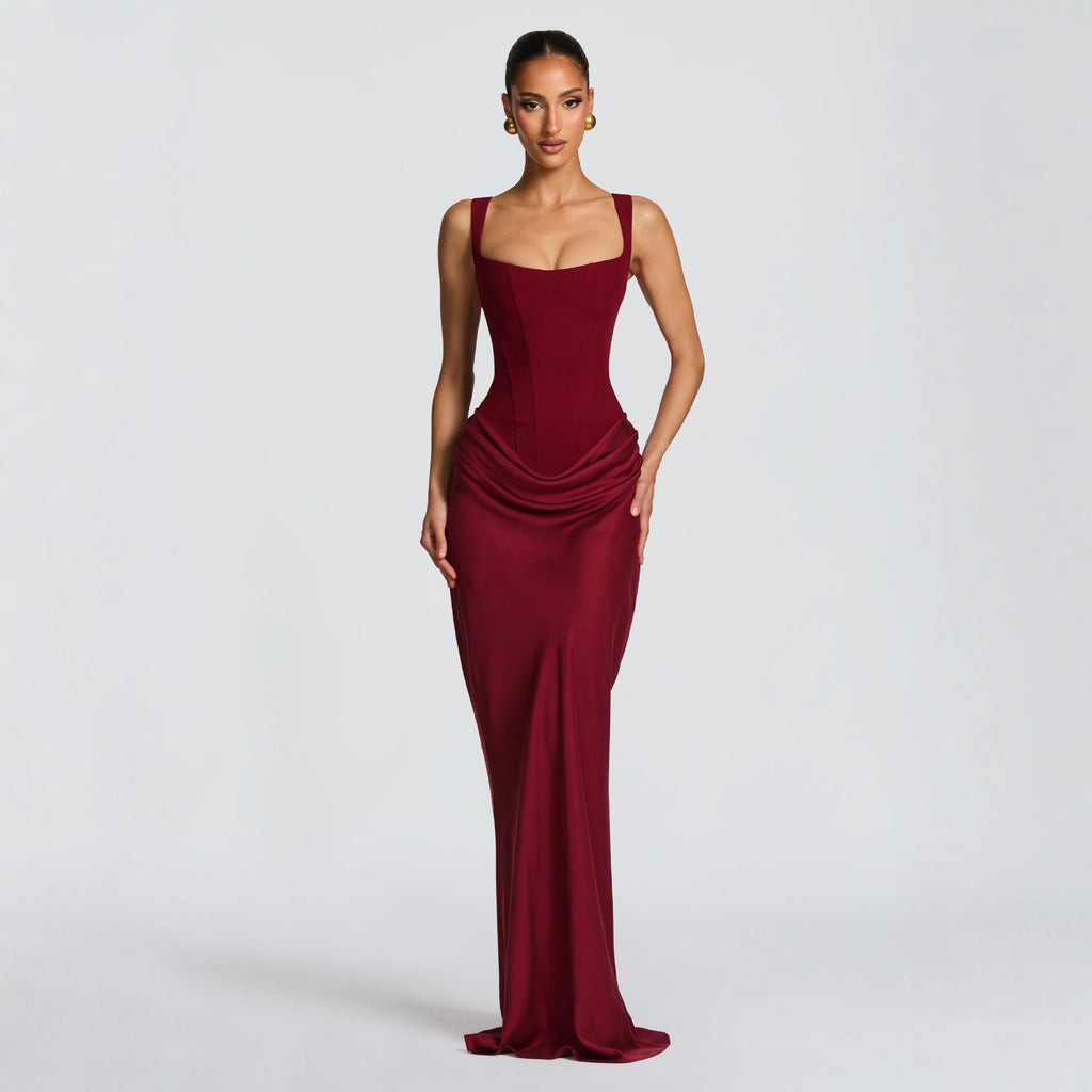 Slim Fit Square Neck Bodycon Dress for Women — Elegant Curve-Hugging Midi Dress for Office, Date Night & Party